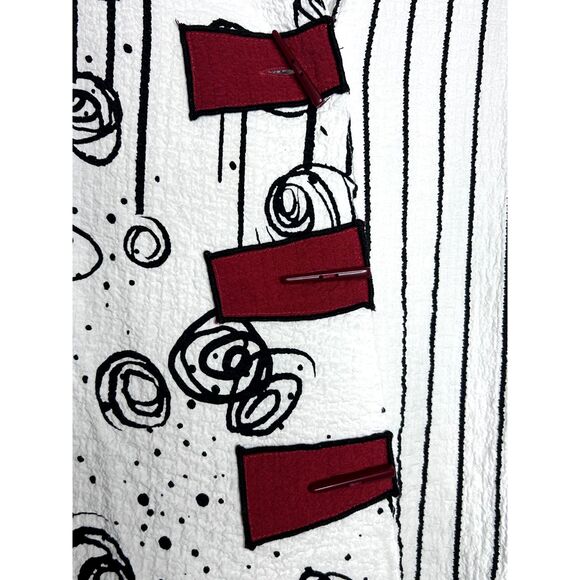 Ali Miles Women's Artsy Abstract Funky Art to Wear Crinkle White Spiral Tunic M - Picture 5 of 8